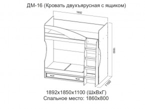 ДМ-16 Кровать двухъярусная с ящиком в Новоуральске - novouralsk.magazin-mebel74.ru | фото