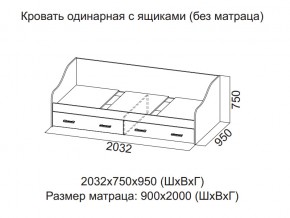 Кровать одинарная с ящиками (Без матраца 0,9*2,0) в Новоуральске - novouralsk.magazin-mebel74.ru | фото