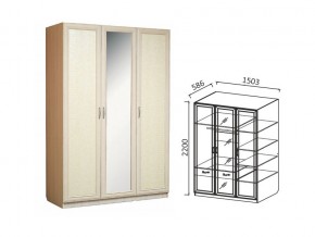 Шкаф 3-х ств 1500 для платья и белья Ивушка 7 дуб в Новоуральске - novouralsk.magazin-mebel74.ru | фото