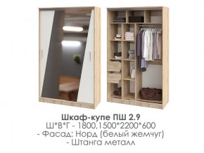 шкаф-купе ПШ-2.9 1500 Норд Белый жемчуг 1500 в Новоуральске - novouralsk.magazin-mebel74.ru | фото